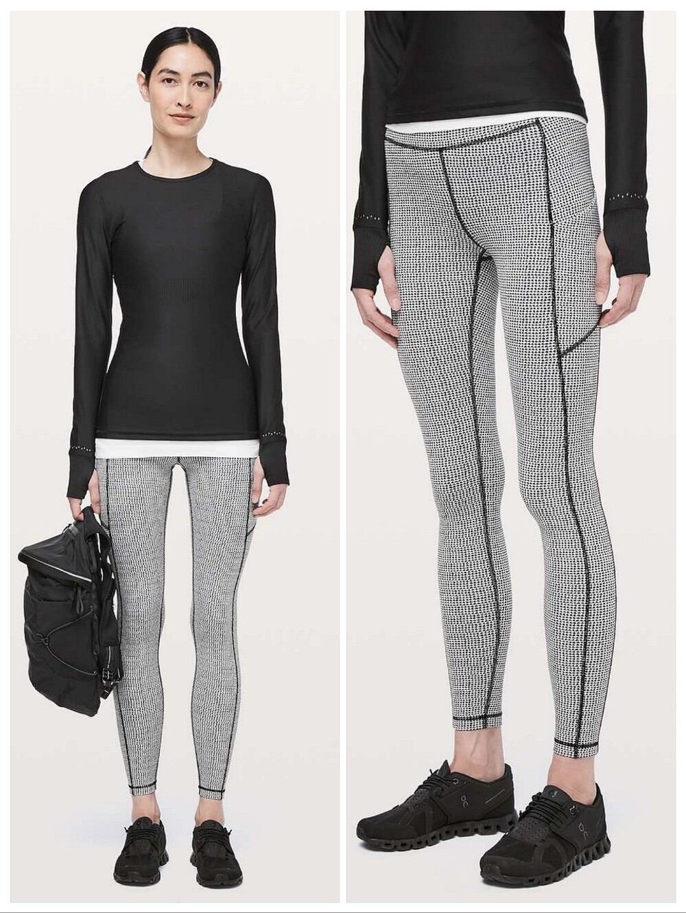 Lululemon Speed Up Tight 28" Full-On Houndstooth Black Sz 10 Minimalist Yoga